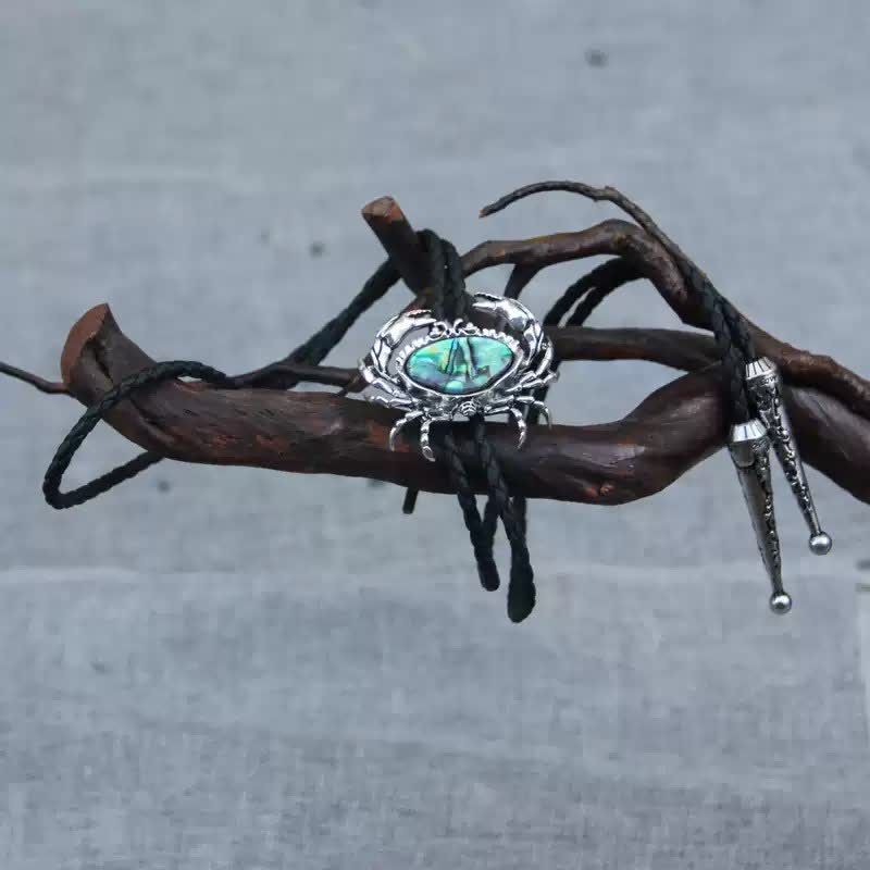 Crab Abalone Shell Removable Pendant Bolo Tie - Image 3