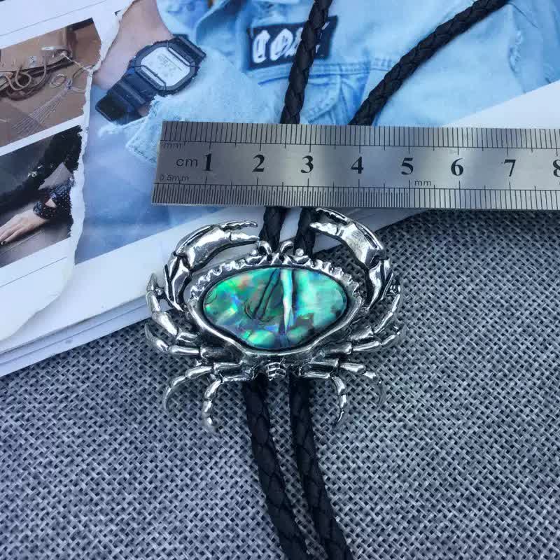 Crab Abalone Shell Removable Pendant Bolo Tie - Image 4