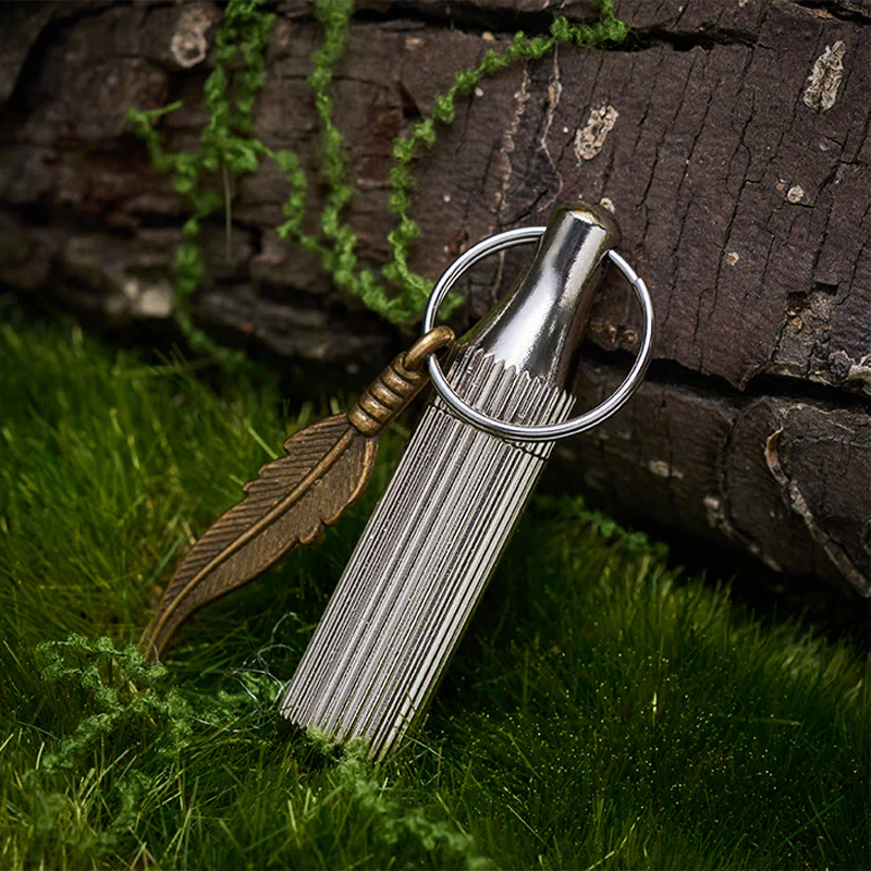 Creative Capsule Knife Keychain Alloy Feather Pendant Silver Necklace - Image 5