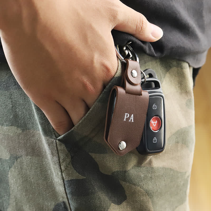 Creative Custom Photo Text Printed Leather Keychain - Image 2