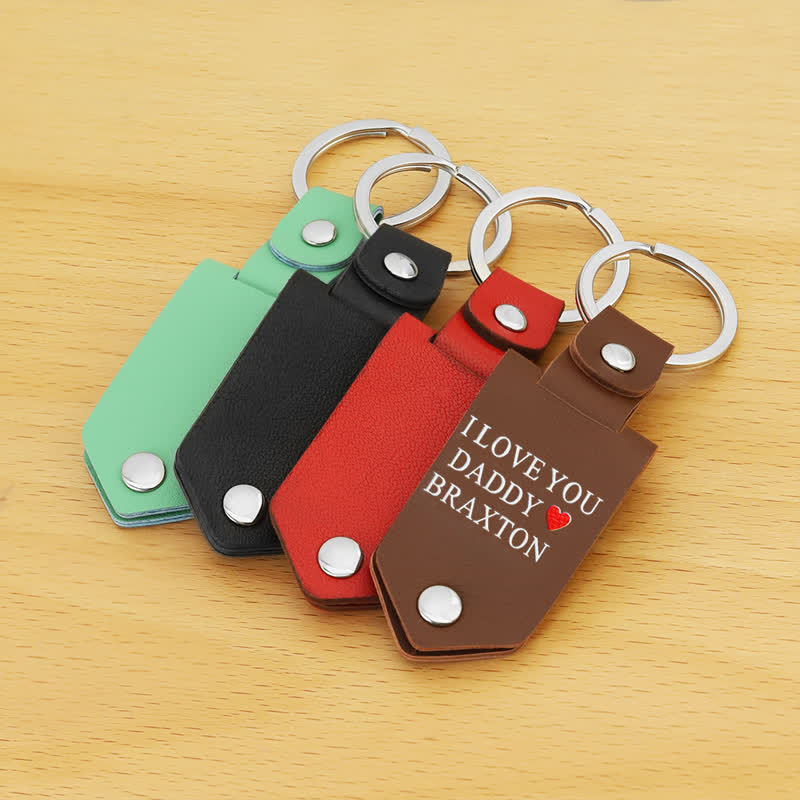 Creative Custom Photo Text Printed Leather Keychain - Image 4