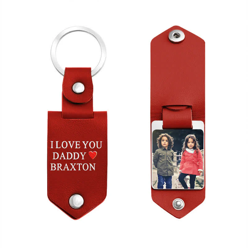 Creative Custom Photo Text Printed Leather Keychain - Image 6