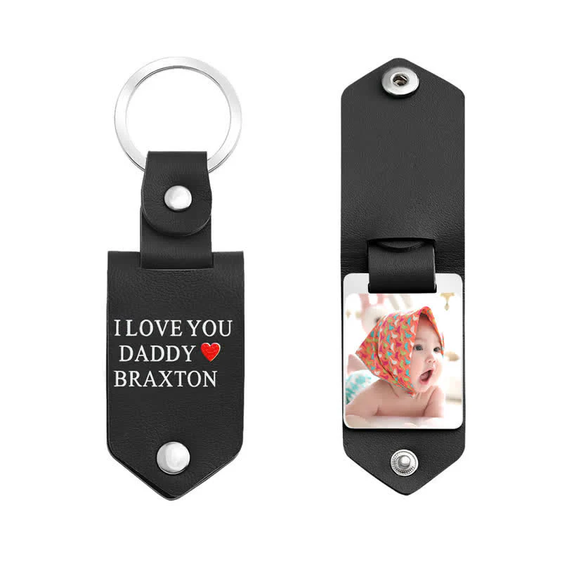 Creative Custom Photo Text Printed Leather Keychain - Image 7
