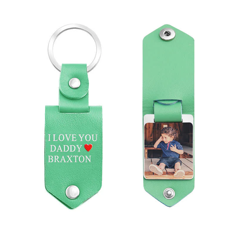 Creative Custom Photo Text Printed Leather Keychain - Image 8