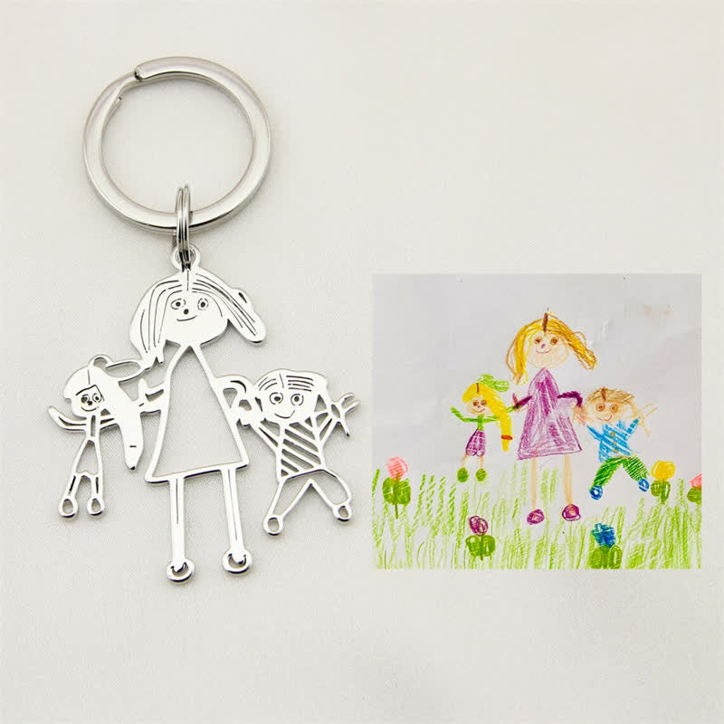 Creative Cutsom Actual Kids Drawing Artwork Keychain - Image 6