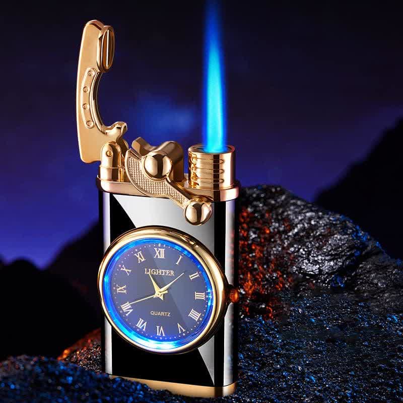Creative Dial Rocker Arm Inflatable Butane Lighter With Clock