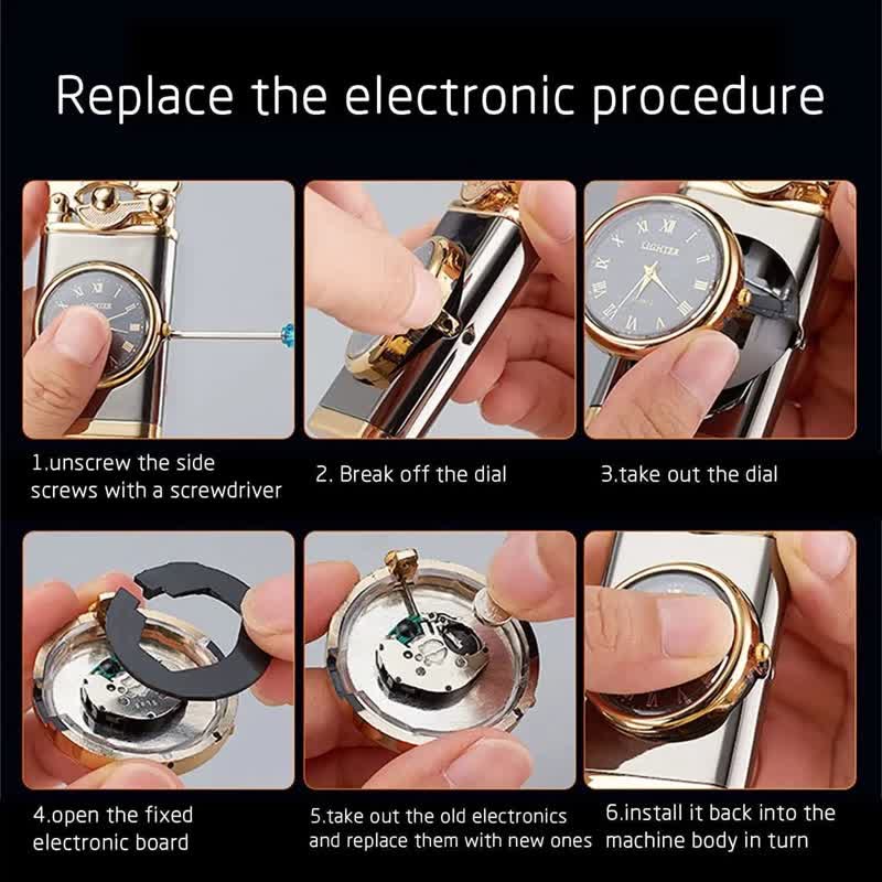 Creative Dial Rocker Arm Inflatable Butane Lighter With Clock - Image 6