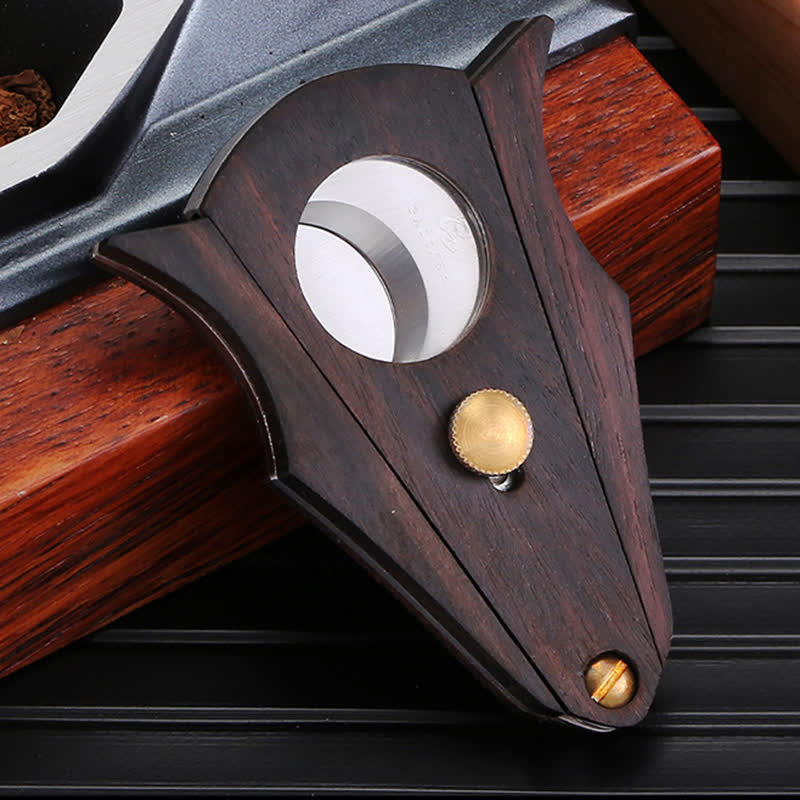 Creative Double Cutting Tool Wooden Cigar Cutter - Image 2