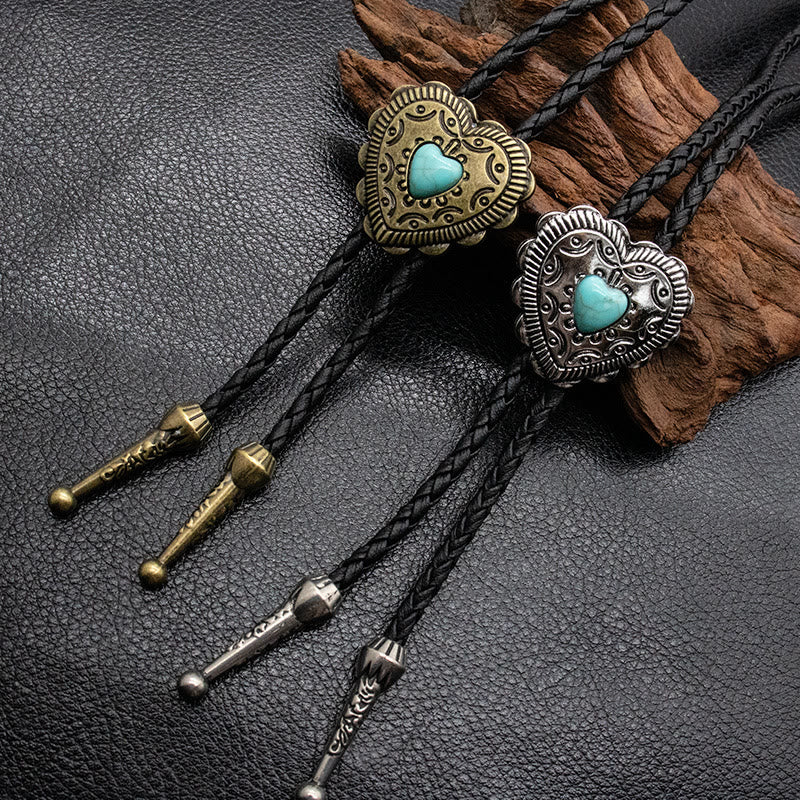 Creative Heart Shaped Turquoise Pendant Bolo Tie