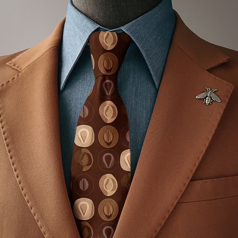 Creative Men's Brown Cowboy Hat Printed Necktie