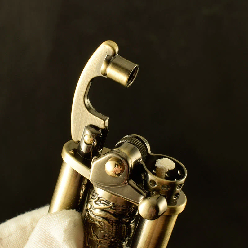 Creative Metal Rolling Flower Golden Dragon Pillar Lighter - Image 2