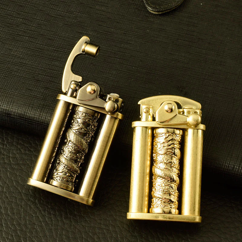 Creative Metal Rolling Flower Golden Dragon Pillar Lighter - Image 3