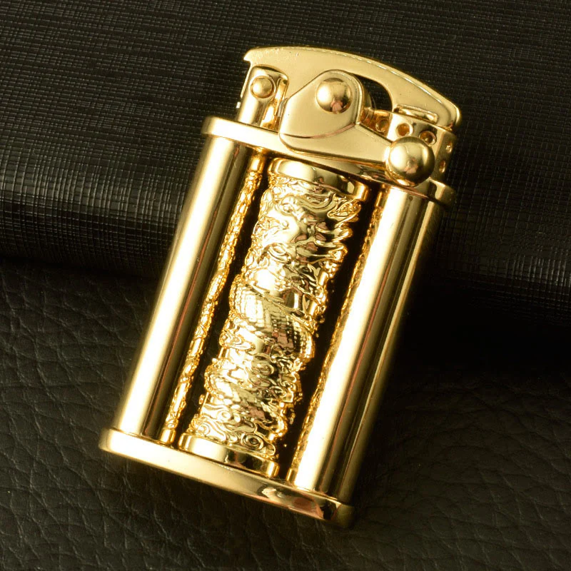 Creative Metal Rolling Flower Golden Dragon Pillar Lighter - Image 4