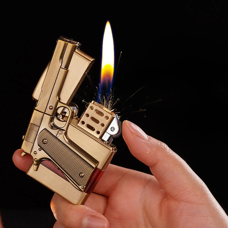 Creative Metal Texture Gun Style Butane Lighter