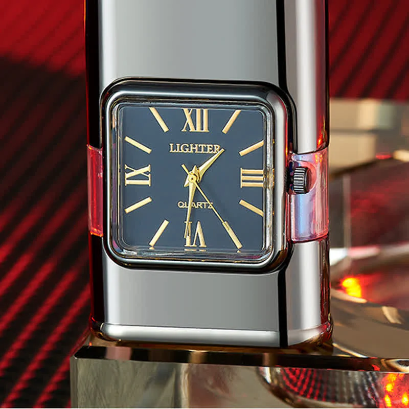 Horse Design Refillable Double Flame Butane Lighter With Clock - Image 3