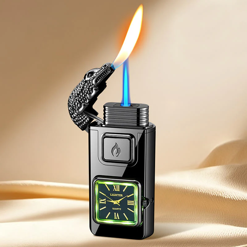 Crocodile Head LED Inflatable Butane Lighter With Clock - Image 8
