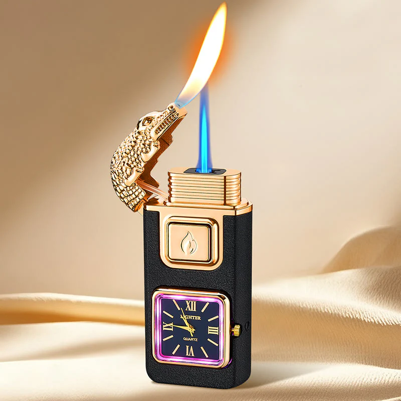 Crocodile Head LED Inflatable Butane Lighter With Clock - Image 9