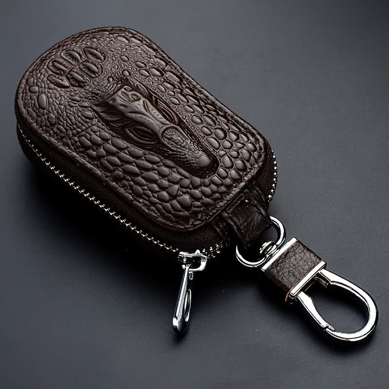 Crocodile Zipper Mini Waist Leather Car Key Case - Image 2