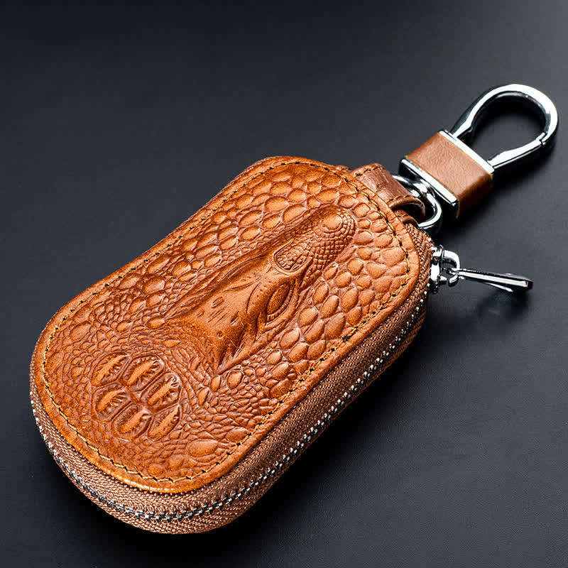 Crocodile Zipper Mini Waist Leather Car Key Case - Image 7