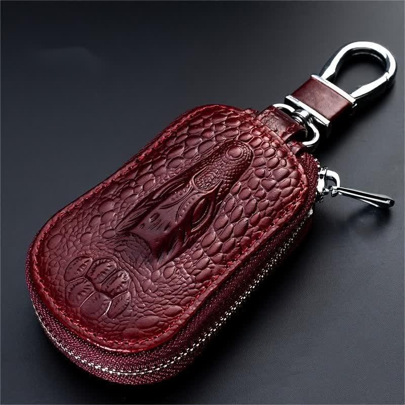 Crocodile Zipper Mini Waist Leather Car Key Case - Image 8
