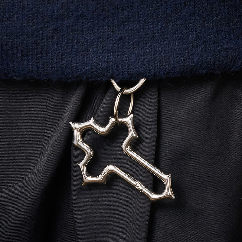 Cross-Shaped Dual Ring Matchstick Kerosene Lighter Keychain - Image 2