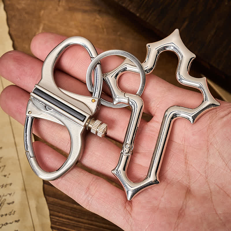 Cross-Shaped Dual Ring Matchstick Kerosene Lighter Keychain - Image 3