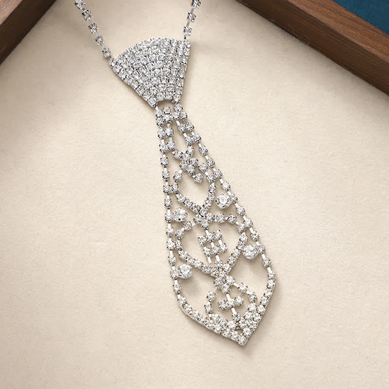 Crystal Rhinestone Party Jewelry Creative Necktie Necklace - Image 4