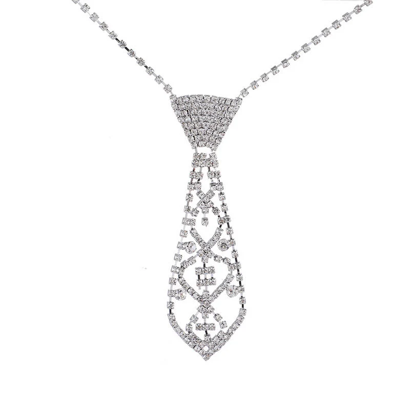 Crystal Rhinestone Party Jewelry Creative Necktie Necklace - Image 5