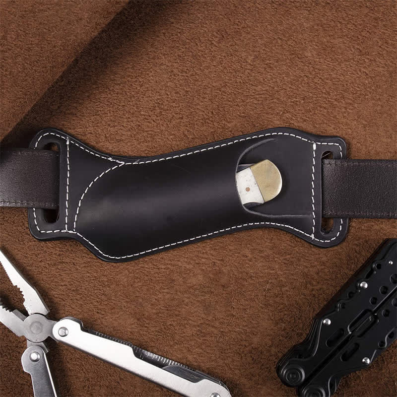 Curve Folding Knife Carrier Leather Sheath Belt Bag - Image 6