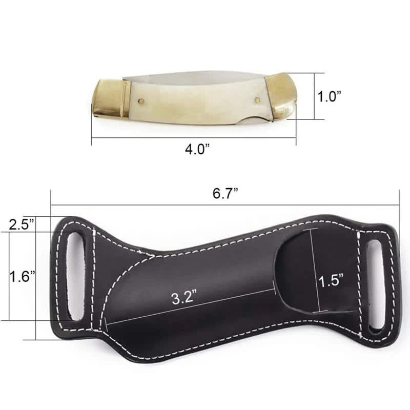 Curve Folding Knife Carrier Leather Sheath Belt Bag - Image 8