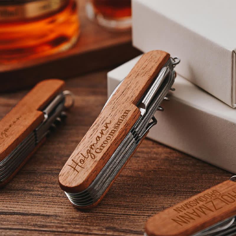 Custom Carving 11 In 1 Multi-Tool Knife Wood Bottle Opener - Image 2
