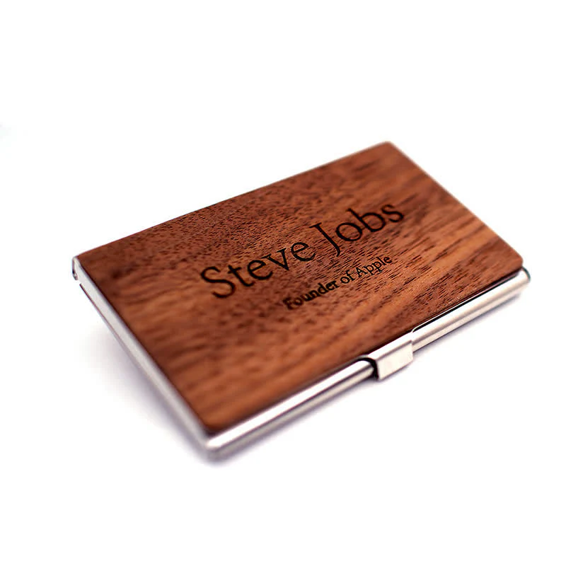 Custom Engraved Name Business Wooden Card Case - Image 10
