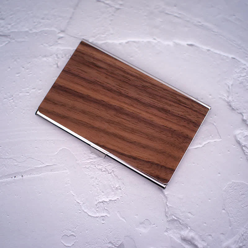 Custom Engraved Name Business Wooden Card Case - Image 5