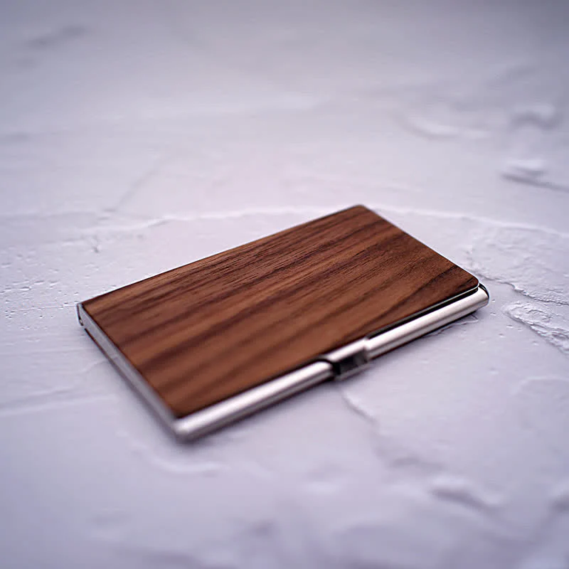 Custom Engraved Name Business Wooden Card Case - Image 7