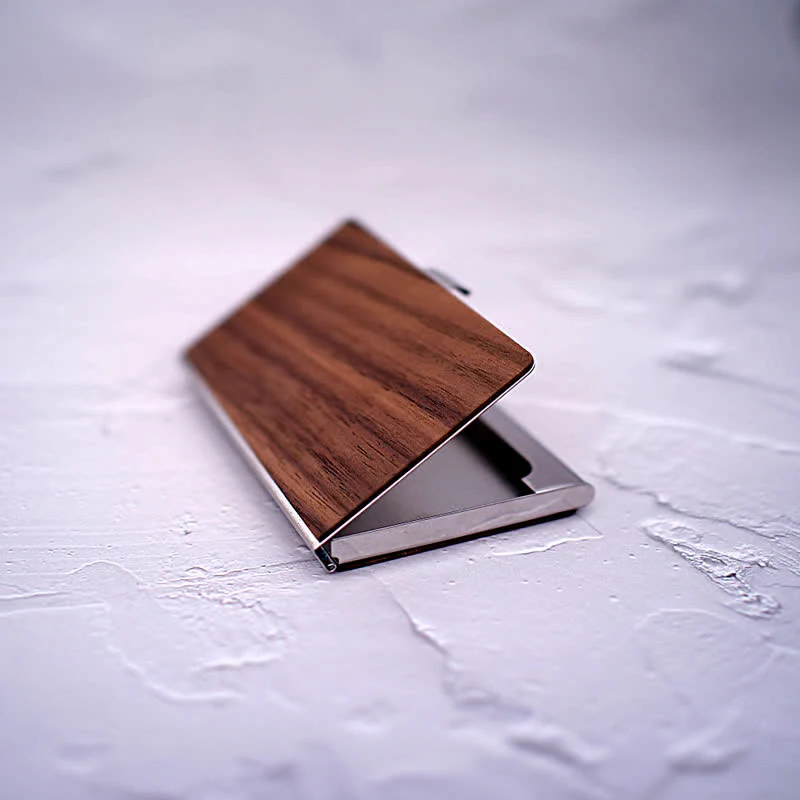 Custom Engraved Name Business Wooden Card Case - Image 8