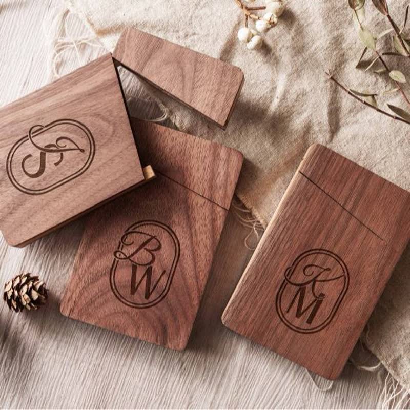 Custom Engraved Name Business Wooden Card Case - Image 7