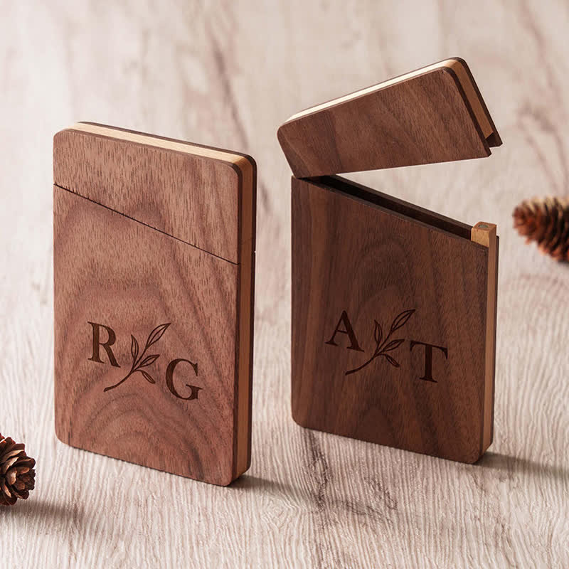 Custom Engraved Name Business Wooden Card Case - Image 9
