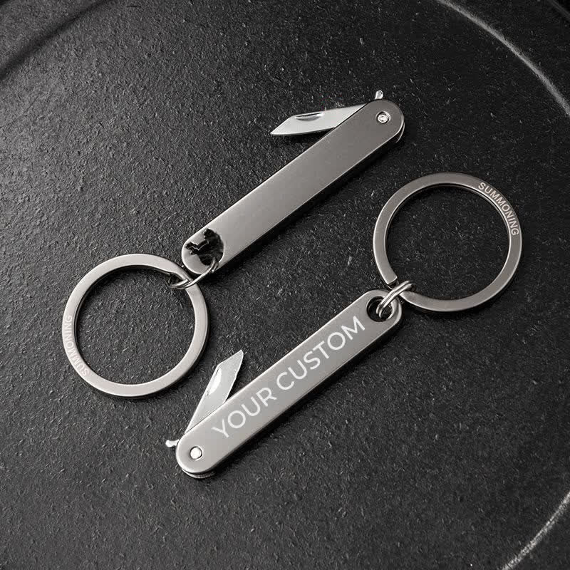 Custom Engraved Text Mini Folding Knife Personality Keychain - Image 5