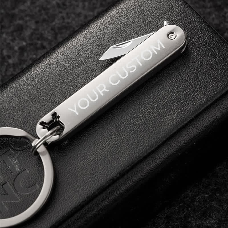 Custom Engraved Text Mini Folding Knife Personality Keychain - Image 6