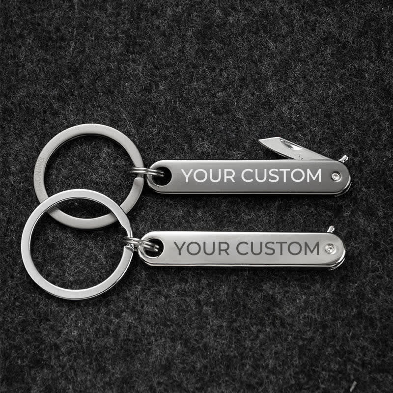 Custom Engraved Text Mini Folding Knife Personality Keychain - Image 7