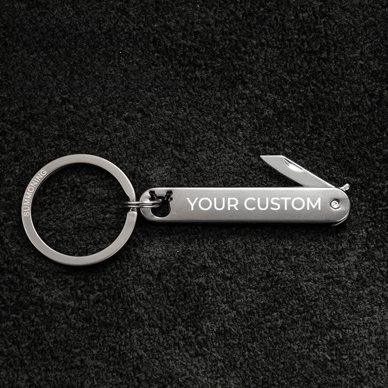 Custom Engraved Text Mini Folding Knife Personality Keychain - Image 8