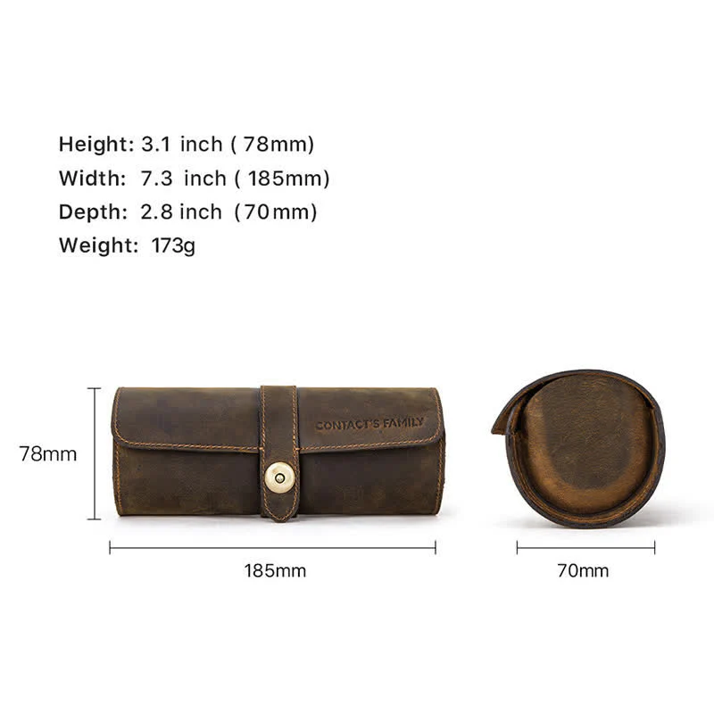 Custom Engraving Three Watch Roll Travel Leather Watch Case - Image 8