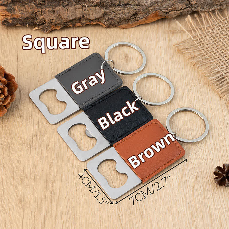 Custom Groomsmen Gift Bottle Opener Leather Keychain - Image 3