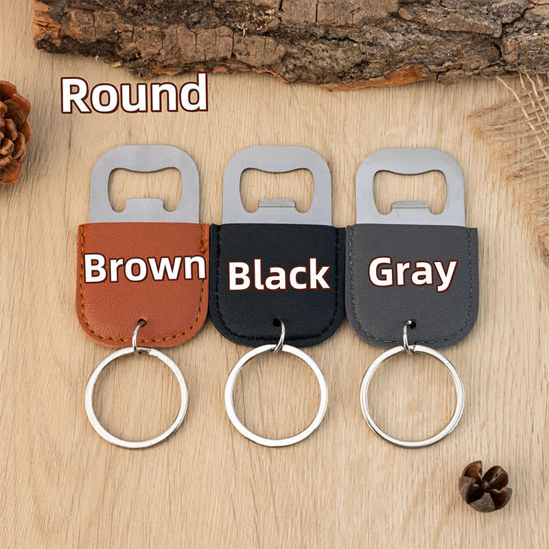 Custom Groomsmen Gift Bottle Opener Leather Keychain - Image 5