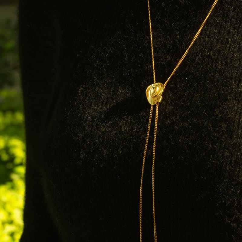 Custom Initial Western Cowboy Hat-Shape Pendant Necklace - Image 3