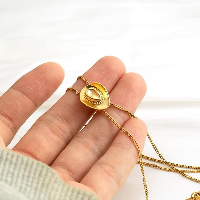Custom Initial Western Cowboy Hat-Shape Pendant Necklace - Image 5
