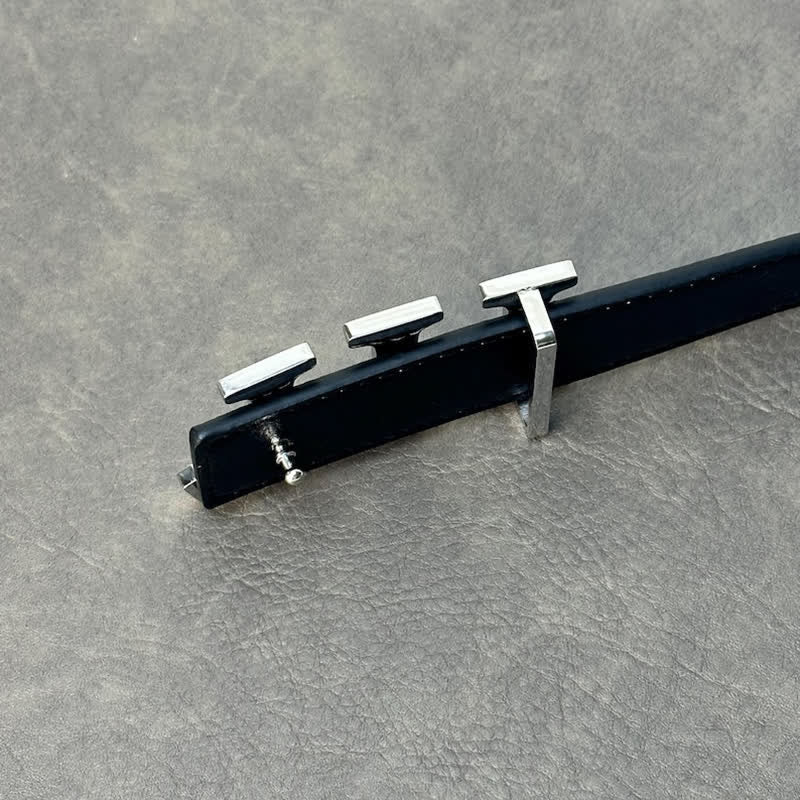 Custom Large Initials Silver DIY Buckle Leather Belt - Image 2
