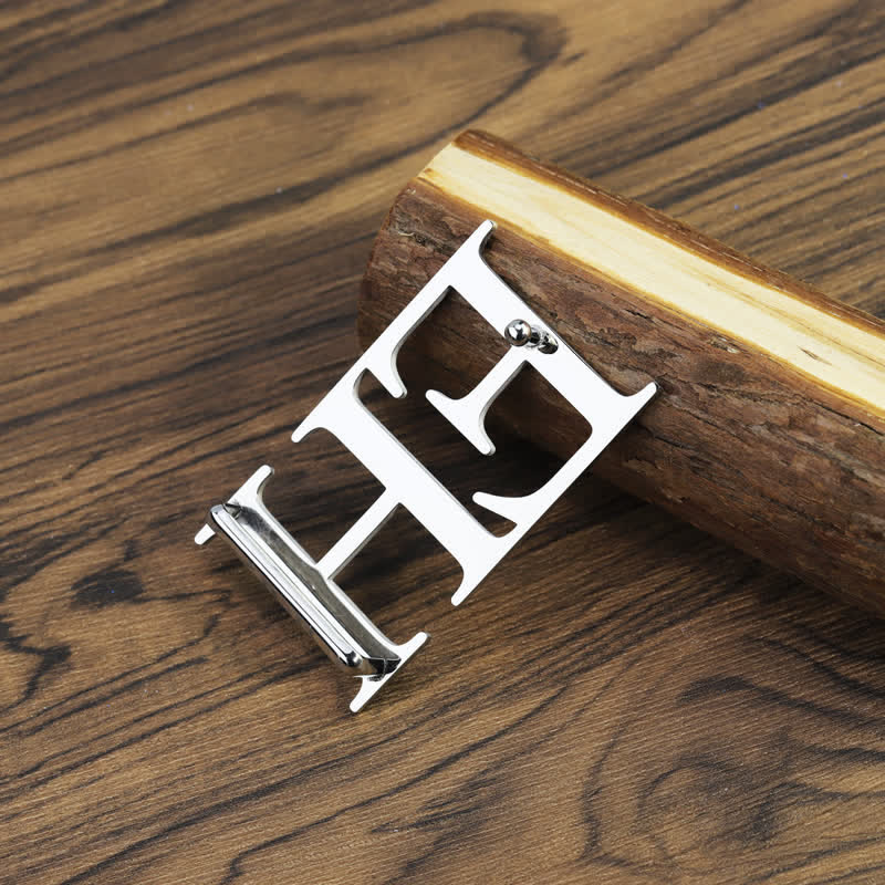 Custom Large Initials Silver DIY Buckle Leather Belt - Image 6