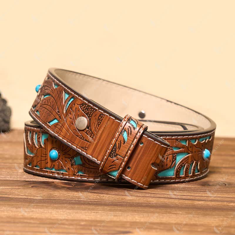 Custom Large Initials Silver DIY Buckle Leather Belt - Image 8