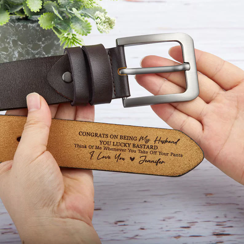 Custom Leather Belt Engraved Names Warm Gift - Image 6